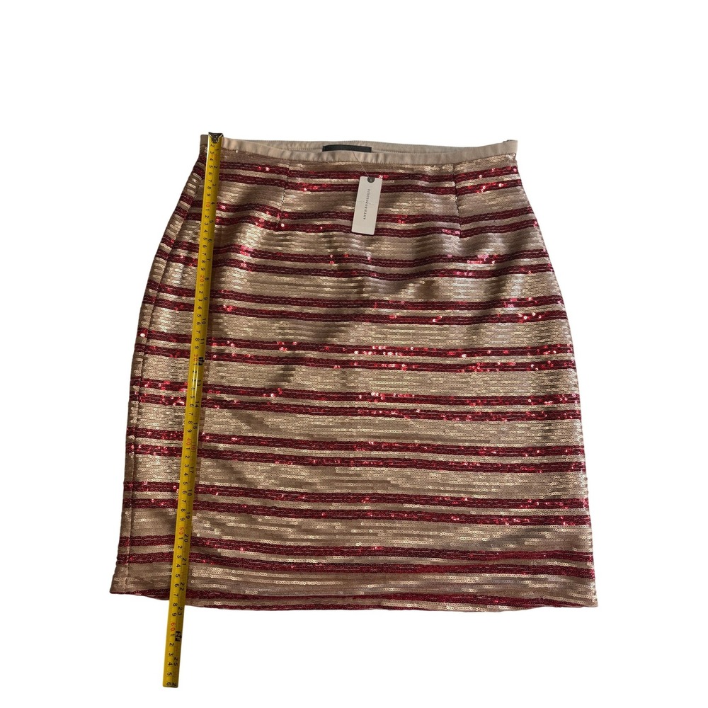 Anthropologie Sunday in Brooklyn Sequin Stripe Mini Skirt Red Gold XL NWT